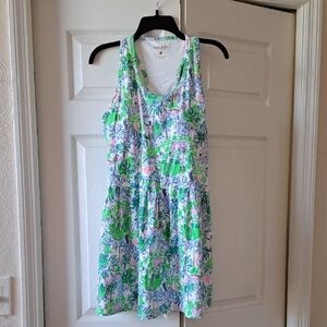 Lilly Pulitzer Luxletic Green and Pink Floral Mini Dress